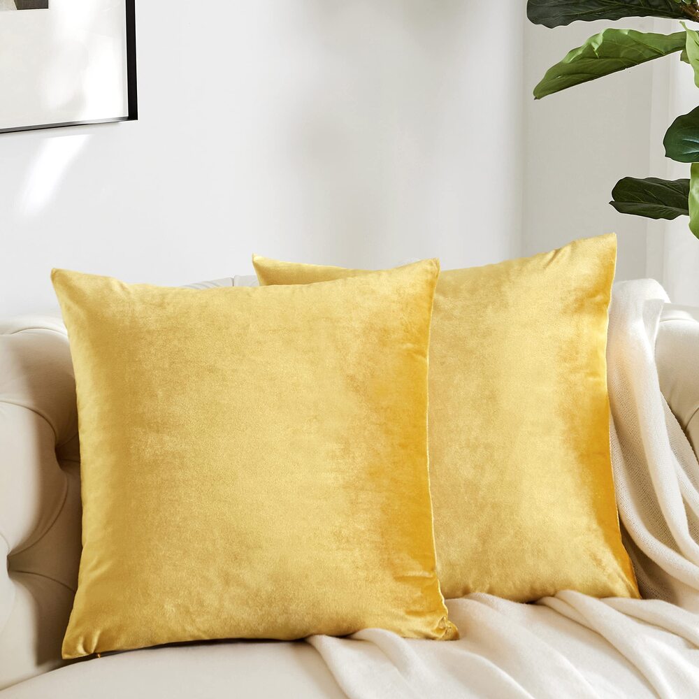 3360 Decorative Couch Throw Pillow Covers,Set of 2 Yellow Square Pillow